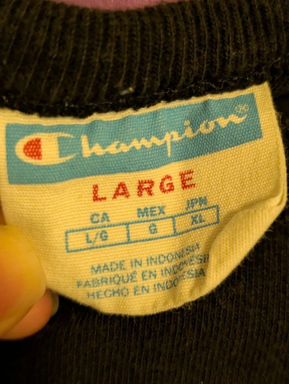 VTG Champion Black Tee with Embroidered Logo - Picture 2 of 2